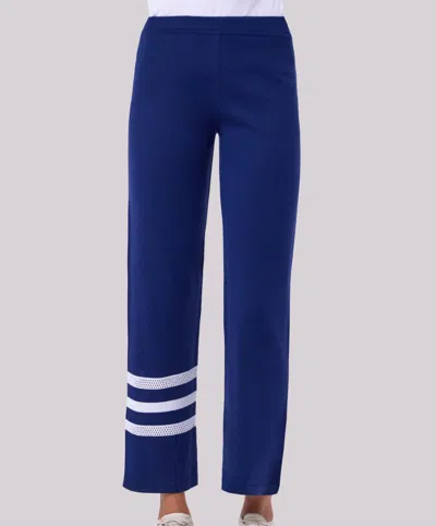 Angel Apparel Crochet Stripe Pant In Navy/white In Blue