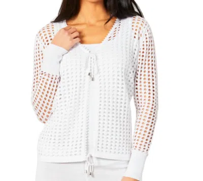 Angel Apparel Crochet Tie Up Cardigan In White