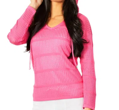 Angel Apparel Crochet V-neck Hoodie In Petal In Pink