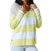 Angel Apparel Crochet V-neck Sweater In White/lemon In Multi