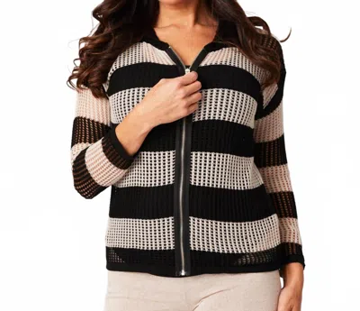 Angel Apparel Crochet Zip Hoodie In Sand Black In Multi