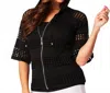 Angel Apparel Crochet Zip Jacket In Black In Black