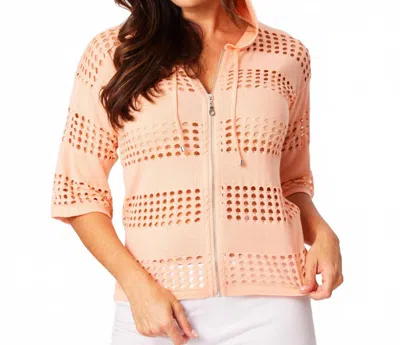 Angel Apparel Crochet Zip Jacket In Peach In Neutral