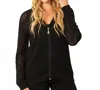 Angel Apparel Crochet Zip Open Cardigan In Black In Black