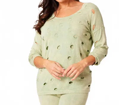 Angel Apparel Cutwork Scoop Top In Pine In Green