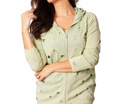 Angel Apparel Cutwork Zip Hoodie In Pine In Metallic