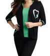 ANGEL APPAREL DOUBLE HEART HOODED CARDIGAN IN BLACKGREEN