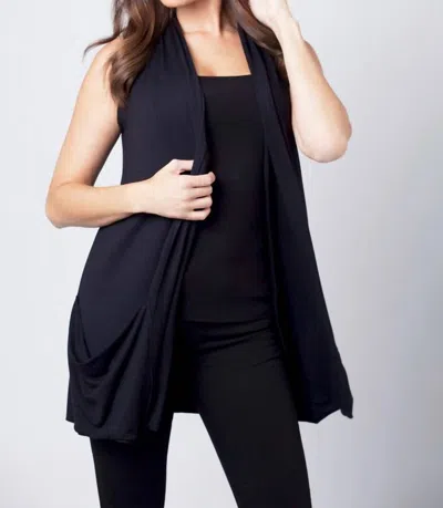 Angel Apparel Draped Pocket Vest In Black In Blue