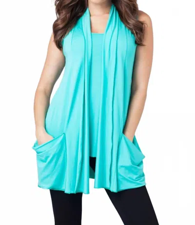 Angel Apparel Draped Pocket Vest In Teal In Blue