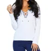 ANGEL APPAREL DRAWSTRING TUNIC TOP IN WHITE