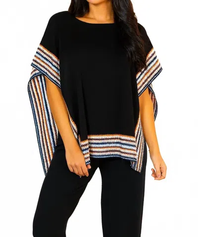 Angel Apparel Embroidered Poncho Top In Black