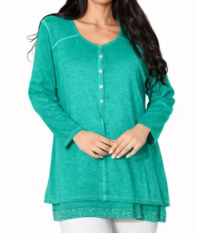 Angel Apparel Faux Layered Set In Teal In Green
