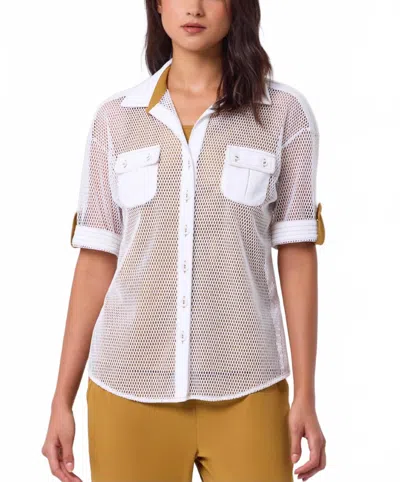 Angel Apparel Fishnet Short Sleeves Shirt In Ivory In Neutral