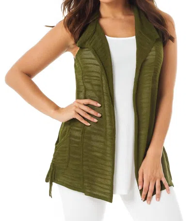 Angel Apparel Gathered Draped Collar Vest In Olive In Black