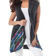 ANGEL APPAREL HAND PAINTED LASER CUT VEST IN CHARCOAL