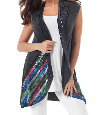Angel Apparel Hand Painted Laser Cut Vest In Charcoal In Grey