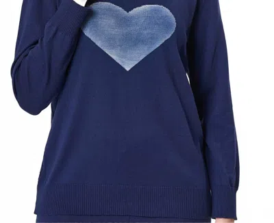 Angel Apparel Heart Knit Top In Denim In Multi