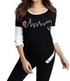 Angel Apparel Heartbeat Graphic Sweater In Blackwhite In Black