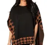 Angel Apparel Houndstooth Poncho In Black/combo In Multi