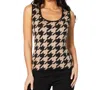 Angel Apparel Houndstooth Tank In Black/sand In Multi