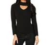 ANGEL APPAREL KEYHOLE RIBBED TOP IN BLACK