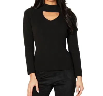 Angel Apparel Keyhole Ribbed Top In Black