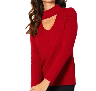 Angel Apparel Keyhole Ribbed Top In Rouge In Multi