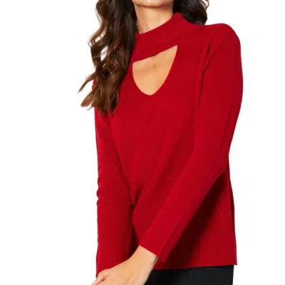 Angel Apparel Keyhole Ribbed Top In Rouge In Red