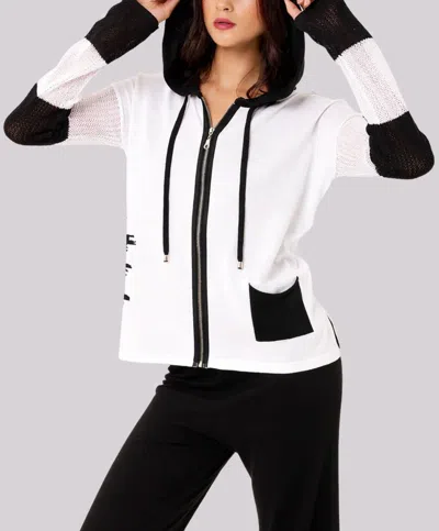 Angel Apparel Knit Hoodie With Crochet Sleeves In White/black