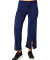 Angel Apparel Knit Pant With Middle Silt In Navy In Blue