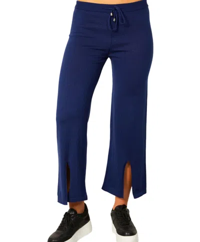 Angel Apparel Knit Pant W/ Middle Silt In Navy In Blue