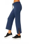 Angel Apparel Knit Pant With Side Silt In Navy In Blue