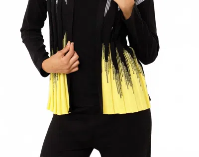 Angel Apparel Knit Rib Cardigan In Black/yellow