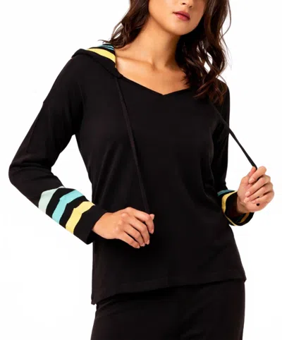 Angel Apparel Knit Stripe Hoodie In Black/multi