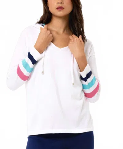 Angel Apparel Knit Stripe Hoodie In White/multi