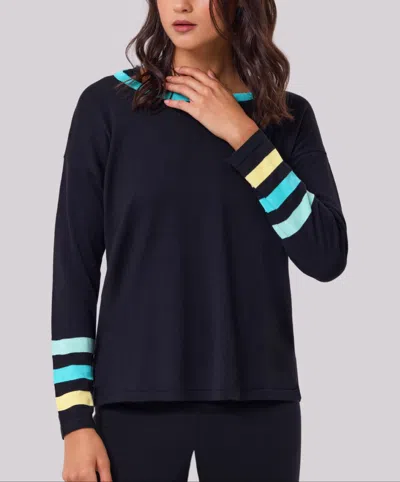 Angel Apparel Knit Stripe Top In Black/multi In Animal Print