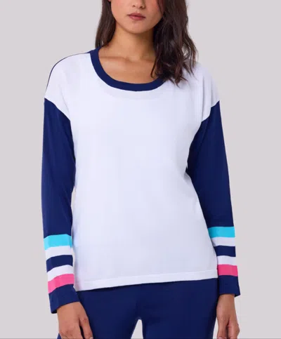 Angel Apparel Knit Stripe Top In White/multi