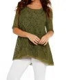 Angel Apparel Lace Three Quarter Sleeve Tunic In Olive In Green