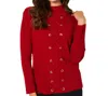Angel Apparel Lace Up Mock Neck Top In Rouge In Red