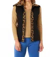 Angel Apparel Leopard Zip Vest In Black/champagne In Brown