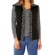 Angel Apparel Leopard Zip Vest In Black/gray In Multi