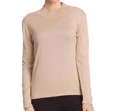 Angel Apparel Long Sleeve Mock Neck Pullover In Champagne In White