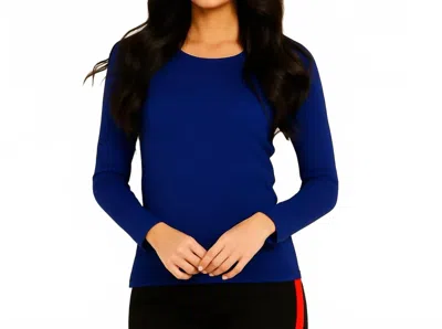 Angel Apparel Long Sleeve Scoop Neck Tee In Navy In Blue
