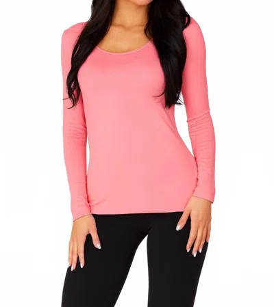 Angel Apparel Long Sleeve Scoop Neck Tee In Raspberry In Red