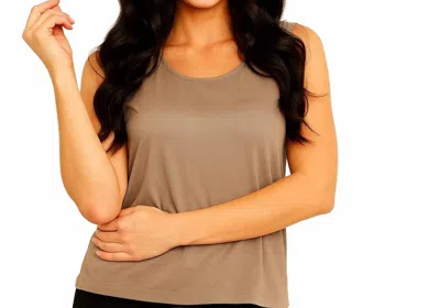 Angel Apparel Long Tunic Tank In Sand In Transparent