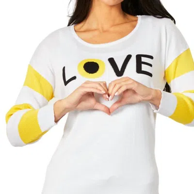 Angel Apparel Love Eye Crew Top In White/lemon