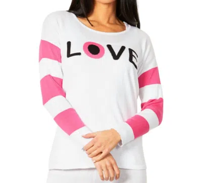 Angel Apparel Love Eye Crew Top In White/petal