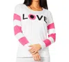 Angel Apparel Love Eye Crew Top In White/petal In Multi