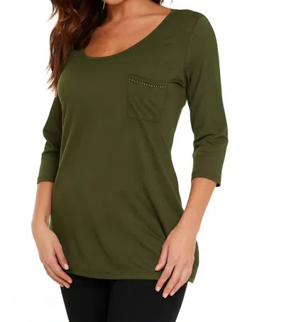 Angel Apparel Microfiber Tunic With Pocket In Olive In Green