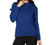 ANGEL APPAREL MOCK NECK LONG SLEEVE TOP IN CADET